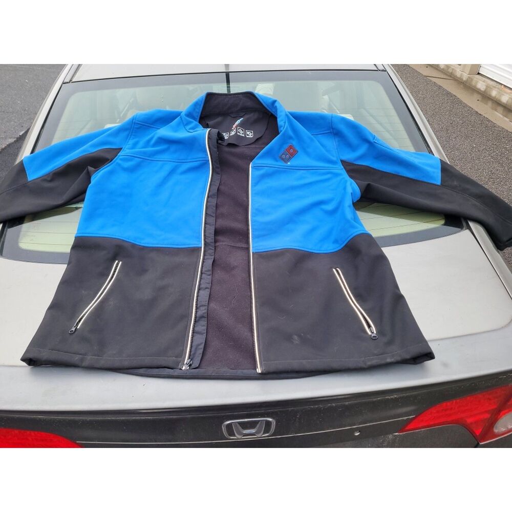 Title: Domino's Pizza Employee Uniform Jacket - Blue/Black Softshell Zip-Up